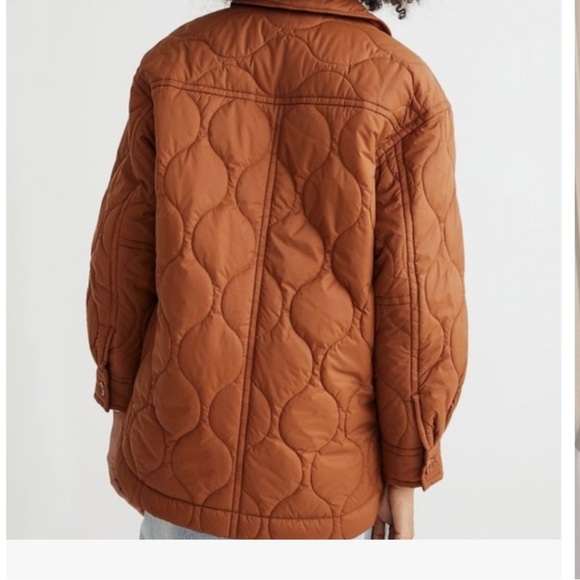 Madewell Women’s Air Puff Quilted Shacket Warm Coffee Rust Orange XS - Picture 4 of 7